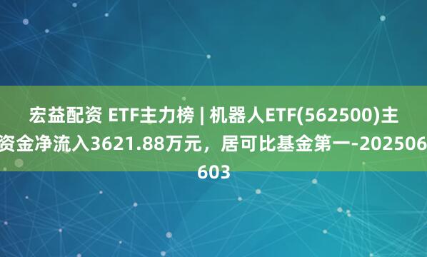 宏益配资 ETF主力榜 | 机器人ETF(562500)主力资金净流入3621.88万元，居可比基金第一-20250603