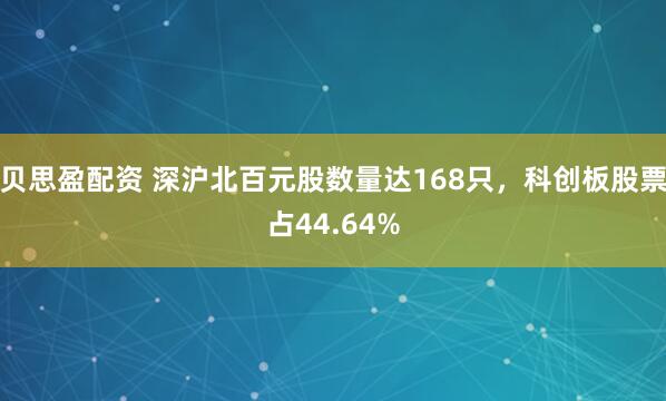 贝思盈配资 深沪北百元股数量达168只，科创板股票占44.64%